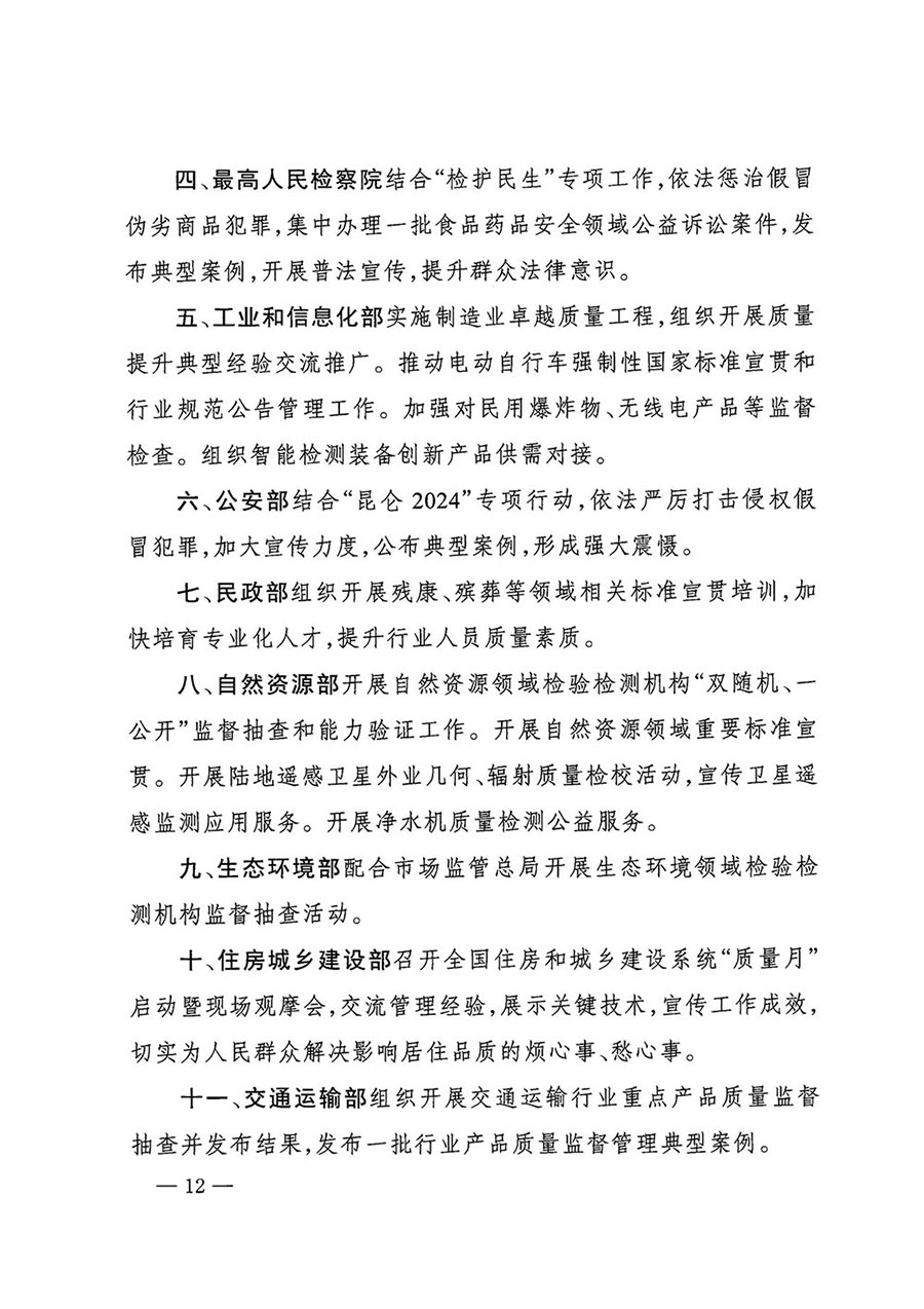 市場監(jiān)管總局等27個部門發(fā)布《關于開展2024年全國“質(zhì)量月”活動的通知》國市監(jiān)質(zhì)發(fā)〔2024〕74號